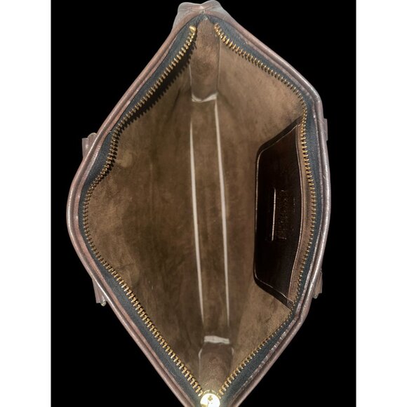 VTG Coach Handle Portfolio 5050 Mocha Leather Brass Early 80s NYC Glue In + Tag - Picture 5 of 8